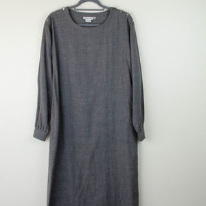 Vintage Lagenlook Minimalist Gray tunic sheath midi dress 100% Wool
